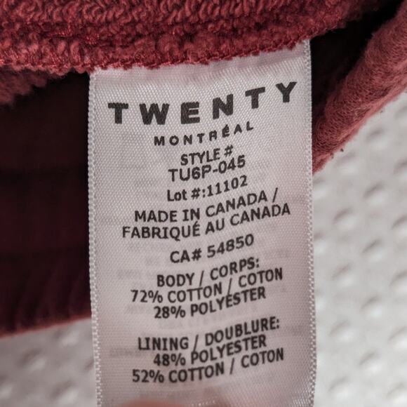 Twenty Montreal 36x34 Burgundy Knit Pants Canada Cotton Minimalist Lounge - Picture 4 of 4